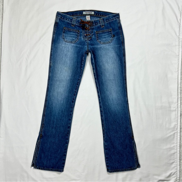 SOLD Vintage 90’s Abercrombie & Fitch Lace Up Low Rise Jeans - Picture 3 of 8
